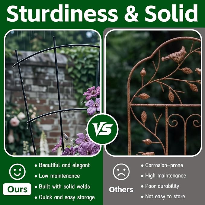 Thealyn 8 Pack 32" Metal Plant Trellis for Pots & Garden Beds, Rustproof Support for Indoor Outdoor Climbing Plants, Vines, Flowers, Fan Shaped, Black