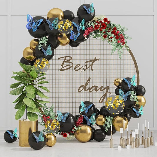 SAOROPEB 3D Butterfly Wall Decor - 48 Pcs, 4 Styles, 3 Sizes - Removable Stickers for Birthday & Party Decorations