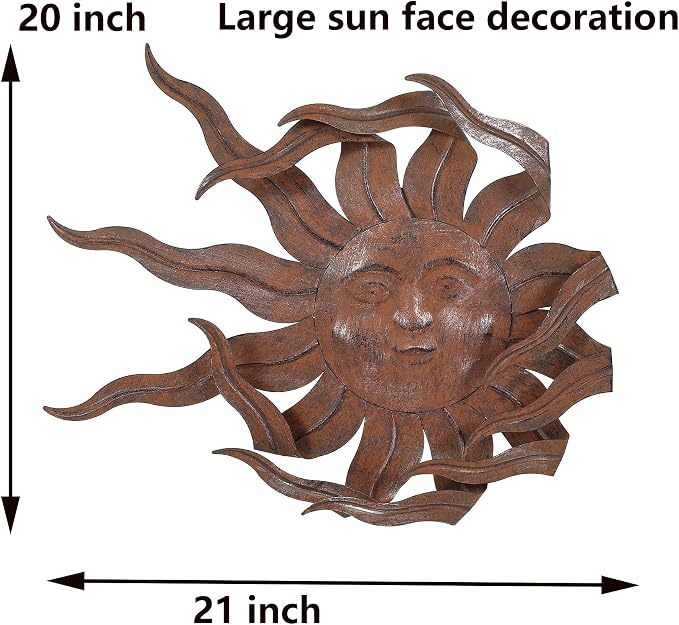 Metal Sun Wall Art Decor 21" W Large Sunface Outdoor Decor