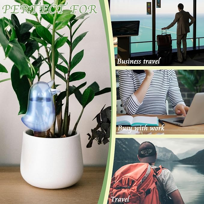 4 Pack Self Watering Spikes, Indoor Plant Watering Globes, Bird Shape Automatic Irrigation Spikes,Plant Watering Devices (Green&Blue)