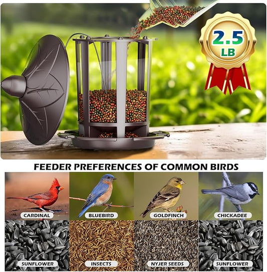 Birdream Bird Feeders for Outdoor Hanging, Assembly Required, 1-Min Easy Setup, Charming Castle Design, Attracting Cardinals Chickadees Goldfinches & Sparrows - Brown