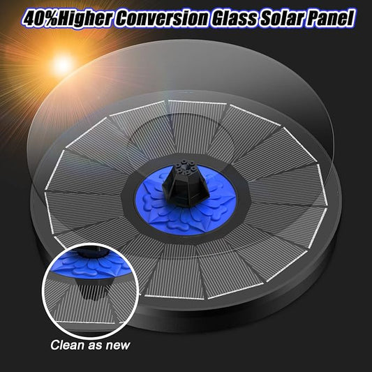 SZMP Solar Fountain Upgrade, 3.5W Solar Powered Bird Bath Fountains with Flower, Outdoor Water Feature Solar Pump with 7-in-1 Nozzles, 4 Fixed Pipes for Humingbirds, Garden, Pool, Pond, and Fish Tank