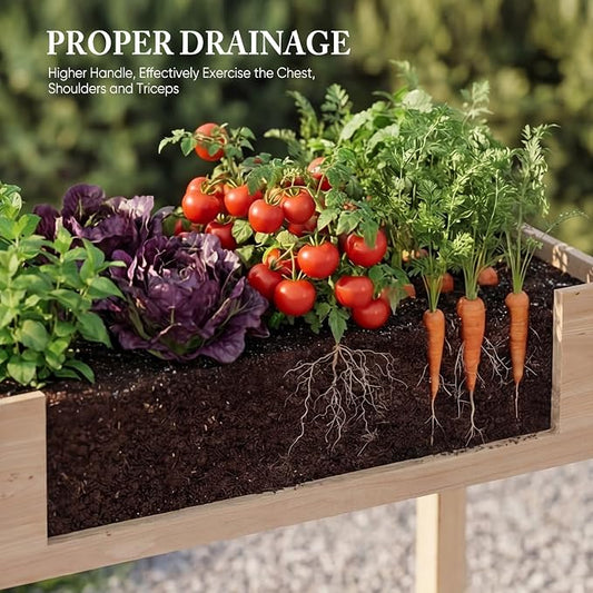 DUMOS Raised Garden Bed 72x23x30 Inch, Outdoor Planter Box with Legs, Elevated Wood Garden Bed with Liner for Herbs Flowers Vegetables, Wooden Planter Box for Patio, Balcony, Backyard, Natural Wood