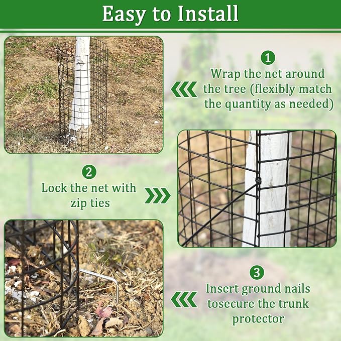 12p Tree Protectors from Deer,16.5 Inches High Pre-Curved Metal Mesh Tree Trunk Protector Stackable Vertically or Horizontally, Tree Tubes Wrap for Saplings and Fruit Garden
