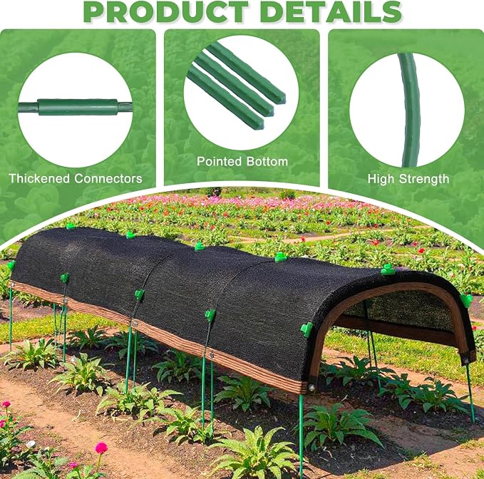 Upgraded Garden Shade Kit, 16.5x6.5FT Shade Cloth for Garden with 6 Poles, Clips and Gloves, Plant Shades for Outdoor Plants Provides 75% Heat Protection for Vegetables Greenhouse Garden Bed Shade