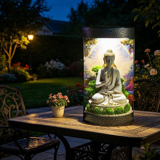 Buddha Statue Solar Landscape Light,Color-Changing LED Light,Waterproof,Outdoor Garden Decoration,Automatic Light-Sensing Design,Zen-Themed