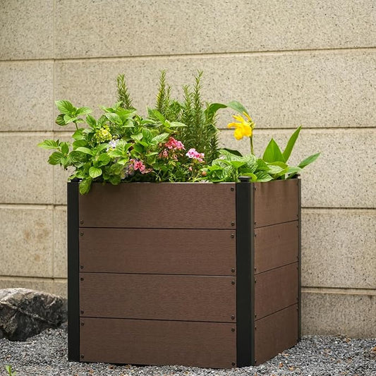 Garden Raised Bed, 25*25*24in Deep Root Planter Box for Patio, Outdoor Herb with Bottom, Vegetable, and Flower Gardening - Durable Wooden Style Planter Box for Easy Mobility and Clearance