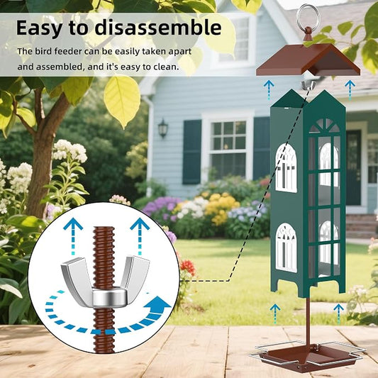 Metal Wild Bird Feeder,Bird Feeders for Outdoors Hanging,Waterproof and Rust-Proof,Easy to Clean,Disassemble and Assemble