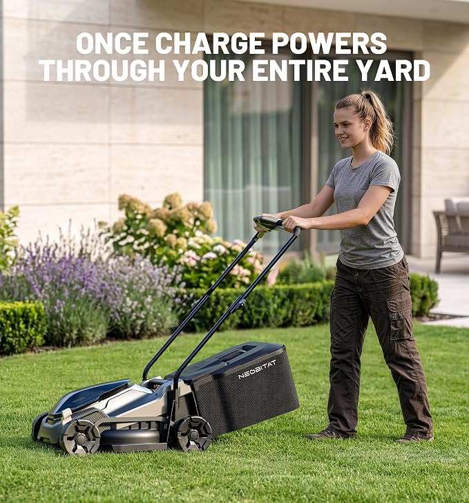 20V 14" Electric Lawn Mower, Brushless Cordless Lawn Mower with 2-in-1 Mulching & Bagging, 5.0Ah Battery Lightweight Push Mower with 5-Position Height Adjustment for Small Yards