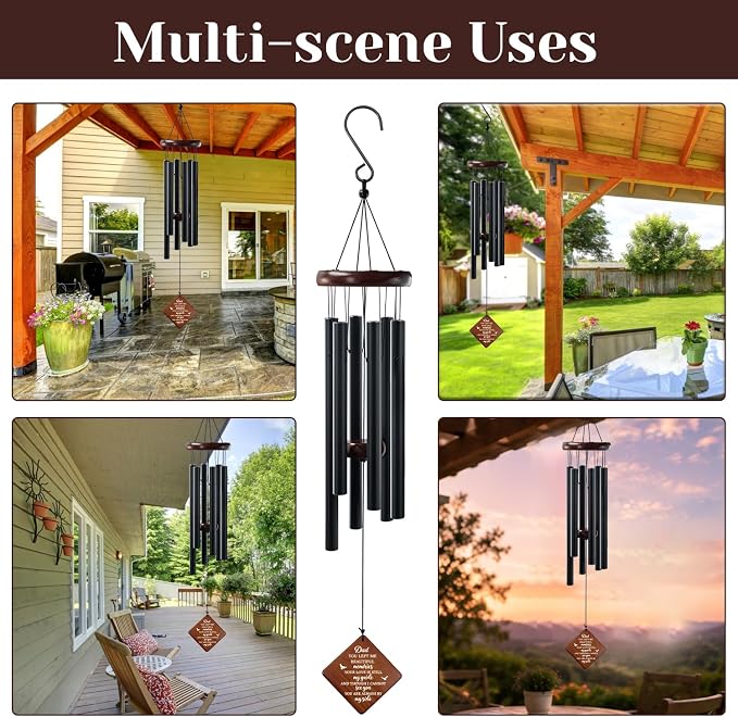 Memorial Sympathy Gifts for Loss of Dad, 36“ Memorial Wind Chimes for Loss of Father Sympathy Gift, Bereavement Gifts for Loss of Father, Windchimes in Memory of Dad, for Garden, Patio Decoration