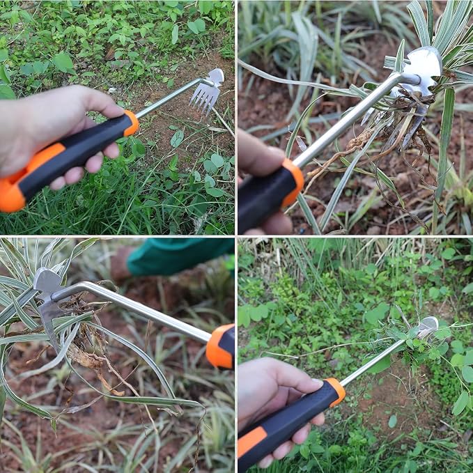 2026 New Gardening Weeding Tools,Portable Garden Weeder Tool,Portable Garden Weeding Tool for Vegetable Gardening Backyard Farm Planting & Weeding (Rubber Handle)