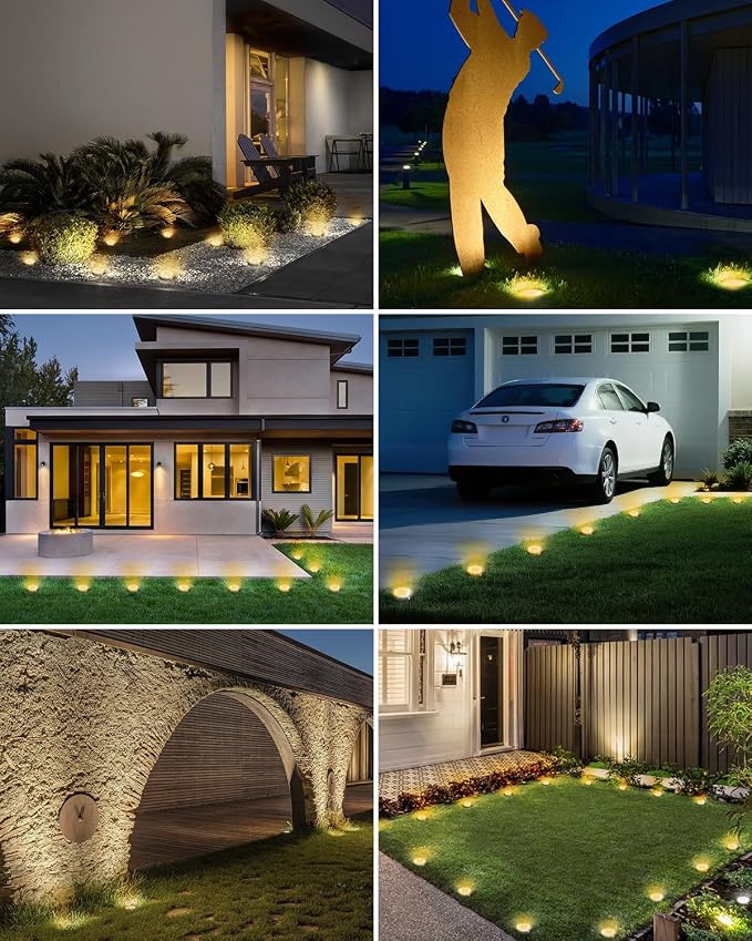 btfarm 2 Pack Solar Lights Outdoor, 8 LED Solar Ground Lights IP65 Waterproof Flat Solar Disc Light, Pathway Lights for Garden Lawn Patio Yard Path Landscape, Warm White