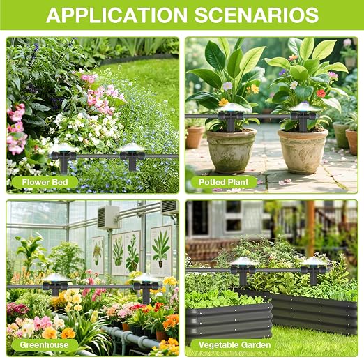 Drip Irrigation System, Automatic Drip Irrigation Kit for Potted Plants, 33ft Quick Connector Garden Watering System with 6mm Irrigation Tubing Hose Adjustable Emitters