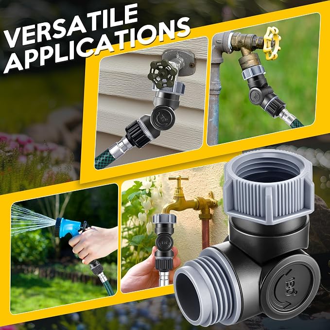 Outdoor Faucet Extender, 3/4" Garden Hose Swivel Connector with 180° & 360° Rotation, Water Spigot Extender Hose Adapter for Outdoor Faucet,Garden Hoses,Sprinkler,RV & Irrigation(Black & Gray,2 Pack)