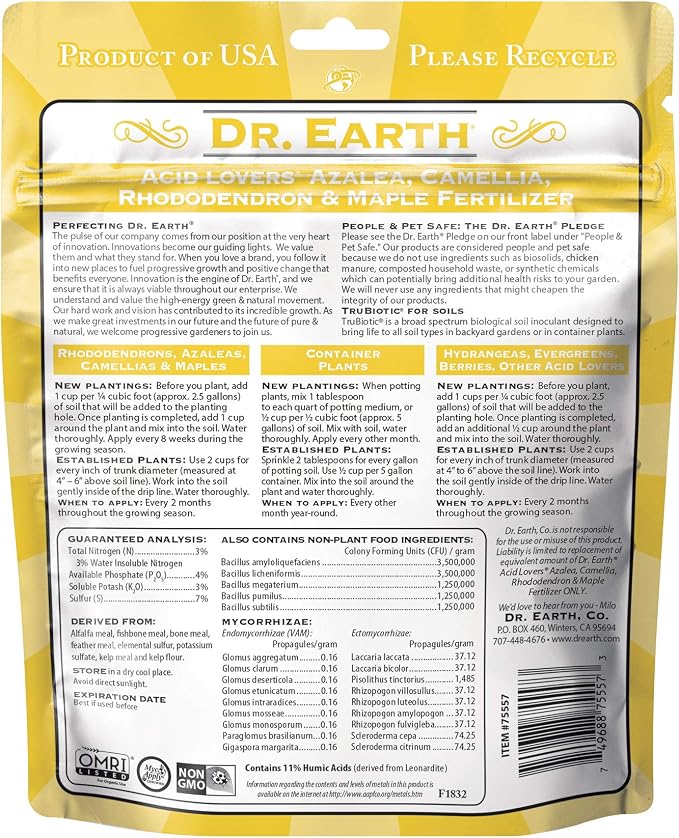 Dr. Earth Organic & Natural MINI Acid Lover Azalea, Camellia, Rhododendron & Maple Fertilizer ( 1 lbs )