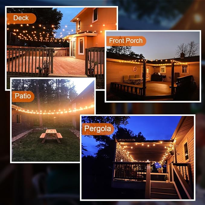 GPATIO Outdoor String Lights, 150FT G40 Bulbs Shatterproof Patio Lights, Waterproof Dimmable Hanging Outdoor Lights, Connectable LED Outside Lights for Backyard Yard Gazebo Porch Party