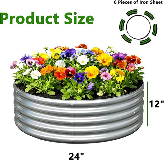 2Pack 3x3x1ft Galvanized Raised Garden Bed, Planter Raised Garden Beds Outdoor, Round Clearance Raised Garden Beds for Gardening Vegetables……