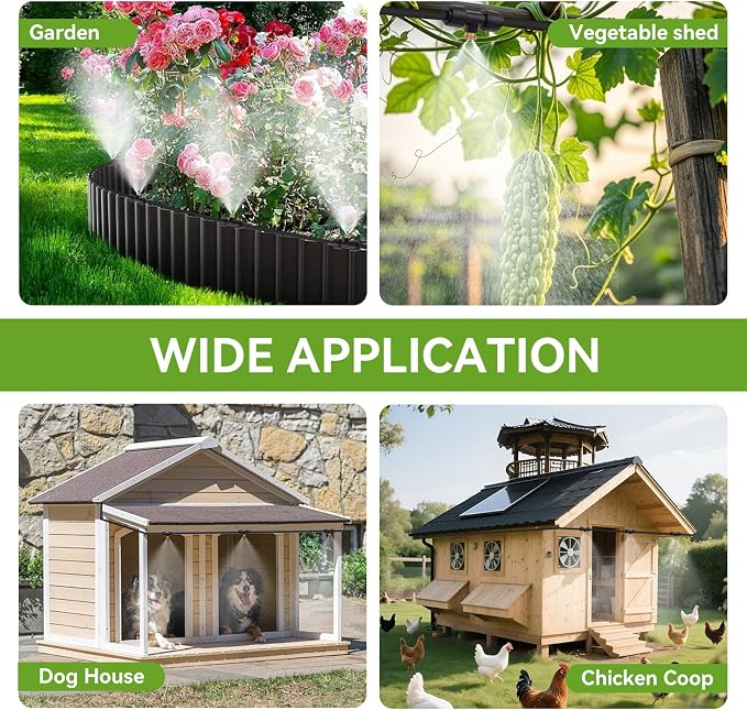 120FT Misters for Outside Patio, Outdoor Misting Cooling System with 28 Brass Nozzles & 2 Water Filters, DIY Misting Kit for Backyard Garden Greenhouse Deck Umbrella Canopy Pool Porch Trampoline