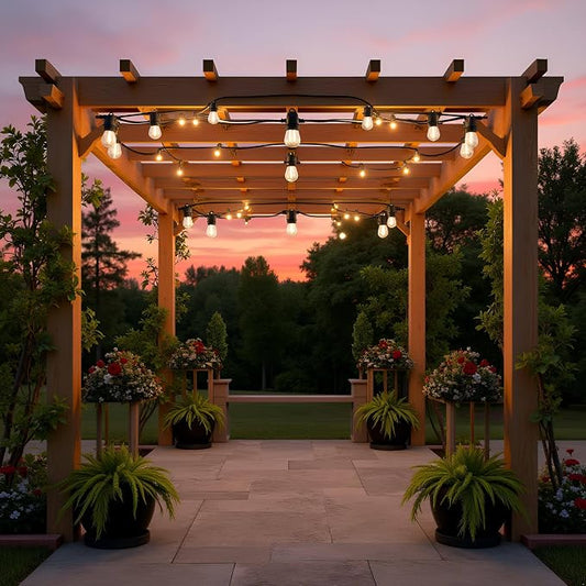 YULETIME 35 ft 18 LED Patio String Lights Solar Powered, E26 Base S14 Bulbs | Shatterproof Bulbs, Dimmable, Weatherproof Socket, Pre-assembled, Backyard Bistro Outdoor Light