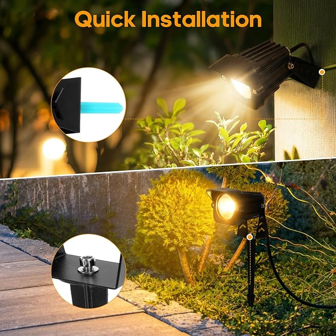 Dusk to Dawn Outdoor Lighting15W Spot Lights Outdoor with Photocell Sensor | 3000K Warm White Landscape Lighting IP65 Waterproof Spotlight for Garden Yard Flag Tree, 5.91FT Cable, US Plug