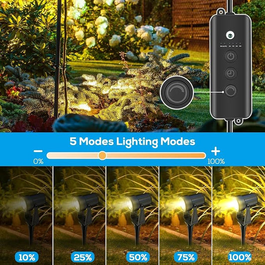 ZYAN Landscape Spotlights, Dimmable, Timer, Auto On Off, Low Voltage, Plug and Play, IP65 Waterproof, 2700K Warm White, for Garden Yard Pathway, 12 Pack (6 Pack×2)