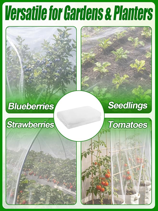 6.5x10ft Garden Netting - Ultra Fine Mesh Plant Covers to Keep Small Animals Pest Out, Bird Barrier Screen for Protecting Vegetables Fruits Flowers Raised Beds (Without Support Pole), 1 Pack