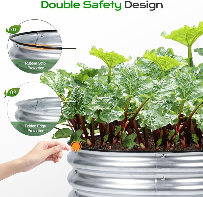 Aoodor 17" Tall 24" Metal Raised Garden Bed, Outdoor Planter Box and Raised Garden Kit for Vegetables, Flowers, and Herbs, Silver