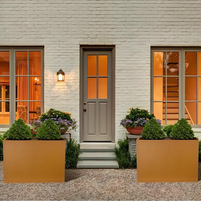 Corten Steel Planter Box 28"x12"x28" with Removable Shelf, Rectangular Metal Planter Box Indoor&Outdoor, Steel Planters Heavy Duty for Commercial and Residential Use