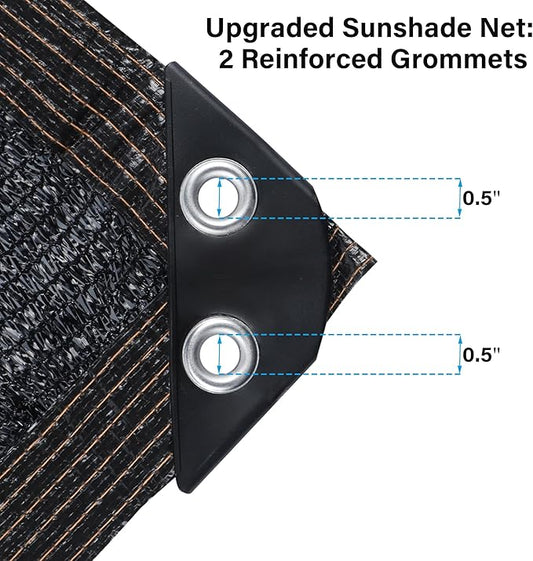 winemana Black Shade Cloth 90%, 8x20 FT Mesh Tarp - Garden Shade for Greenhouse, Patio, Vegetables, Plants Cover and Chicken Coops, Sun Shade Net for Outdoor Protection with Reinforced Grommets