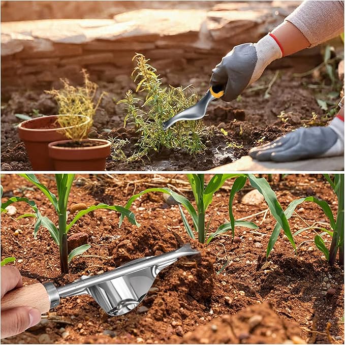 wugongshan 2 Pcs Hand Weeder Puller Tool, Manual Weed Puller Tool Kit, Garden Manual Weeder Removal Tools with V-Shaped Forks, for Garden Yard Lawn Farm Weed Roots Digging Removal Hand Tool