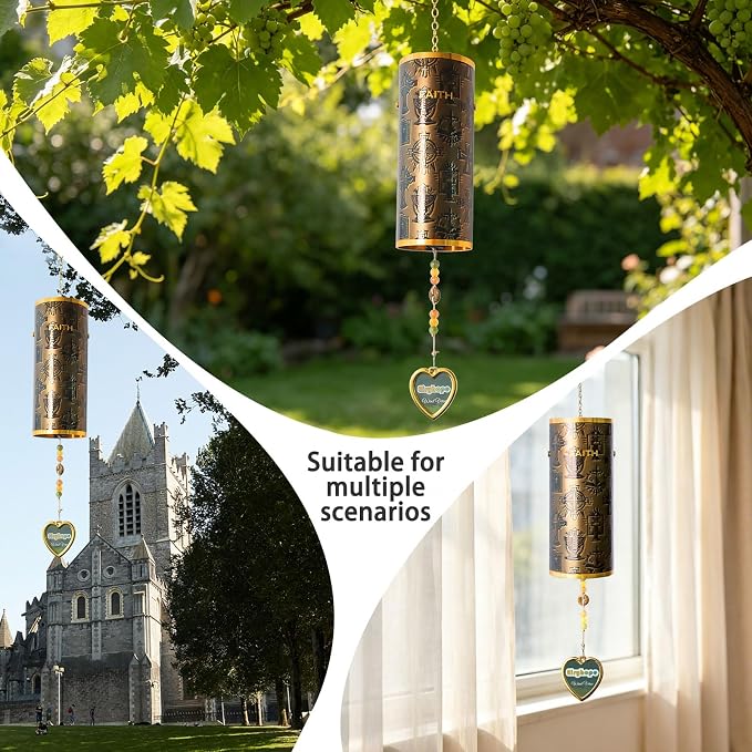 Wind Chimes for Outside Deep Tone - Faith-Inspired Windbell Resonance Serenity Bell, 17" Outdoor Windchimes for Home Garden Church Decor, Christian Easter Baptism Memorial Gift