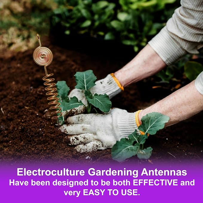 Premium Electroculture Copper Gardening Antenna Kit (3-Pack) – Tesla Coil Stakes for Vegetable Gardens, Houseplants & Indoor Flowers. Thick, 10-Gauge 99% Copper Wire, Eco-Friendly Growth Boosters