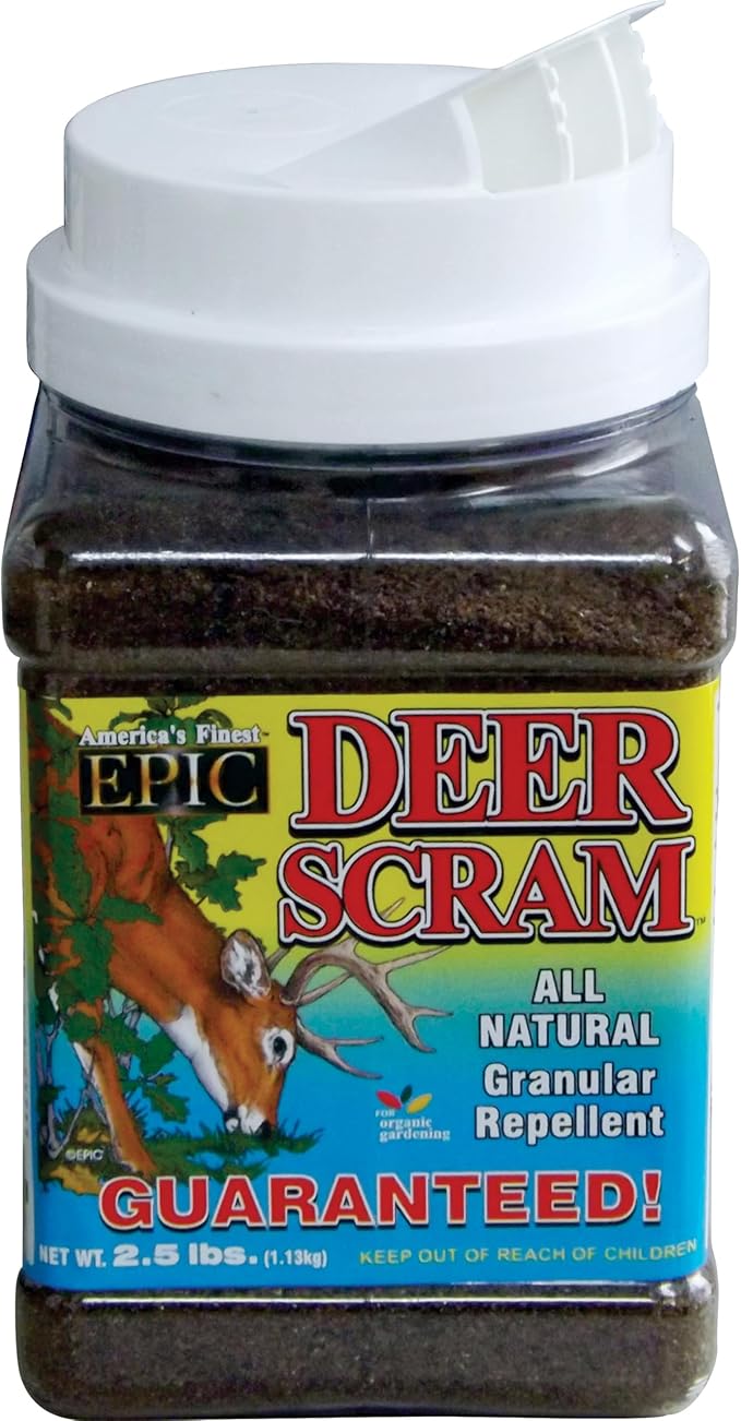 EPIC REPELLENTS Deer Scram All Natural Granular Repellent - All-Natural, Animal, People and Pet Safe Granule Repellents (2.5 lb Shaker)