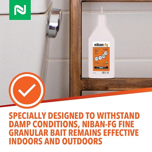 Nisus NiBan-FG Fine Granular Bait, Indoor & Outdoor Moisture-Resistant Bait with Orthoboric Acid, for Ants, Cockroaches, Crickets, Silverfish & Earwigs, 1 lb
