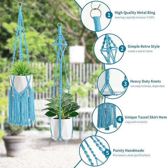 SFENNGPET Macrame Plant Hangers, 6Pack Hanging Planters for Indoor Plants w/ 6 Set Hangers Kit Handmade Macromay Plant Hangers Indoor Flower Pots Holder Stand for Boho Home Décor (POTS NOT Included)