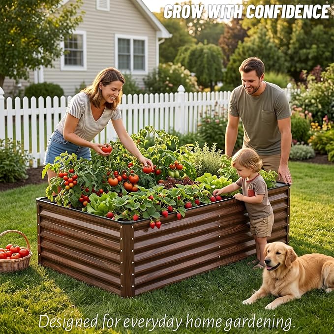 SnugNiture Galvanized Raised Garden Bed 6x3x1FT Outdoor Large Metal Planter Box Steel Kit for Planting Vegetables, Flowers