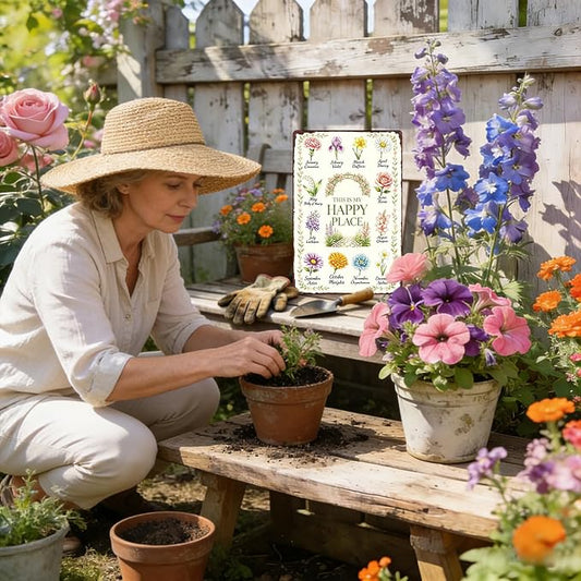 Gardening Gifts for Women Garden Decor for Outside Whimsical Patio decor | Garden Gifts This Is My Happy Place Sign Garden Signs For Outside Greenhouse Yard Backyard House Decor Garden Decorations