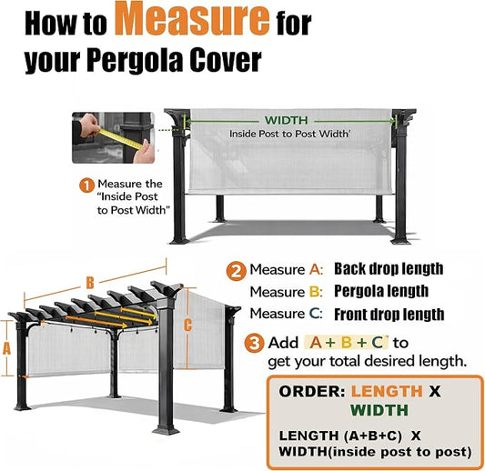 Alion Home Waterproof Pergola Cover - Universal Replacement Canopy (18' L x 8' W, Beige)