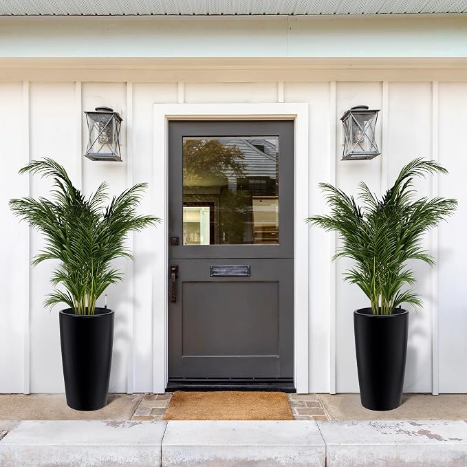 Garvee Tall Planters for Outdoor Plants, 30 in Large Planters Set of 2, Outdoor & Indoor Planters with Water Level Monitor & Inner Bucket, Automatic Watering, for Porch, Patio, Backyard, Black