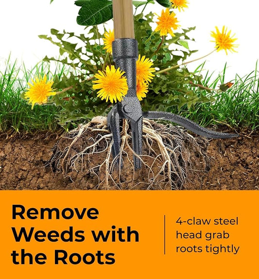 Craft911 Stand Up Weed Puller Tool with Long Handle - Dandelion Weeding Tool, No More Bending