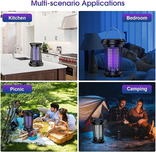 Solar Bug Zapper Outdoor & Indoor with 1.5W+4.5W Dual Solar Panel 2026, USB Rechargeable Electric Mosquito Zapper for Flies Gnats Moths, Fly Trap for Home, Patio, Backyard, Camping, Garden