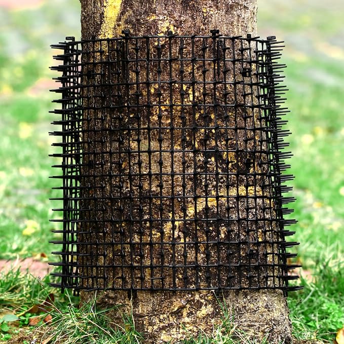 Sanwuta 2 Pcs 26.3 ft Cat Spike Mat Outdoor Cat Deterrent Mat with Spikes Prickle Strips Indoor Dog Digging Deterrent Anti Network Spikes with 10 Staples for Garden Fence(Black)
