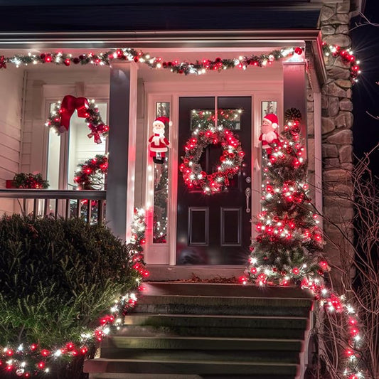 JMEXSUSS 2 Pack Solar Christmas Lights, Total 400 LED 151FT, Red and White | Christmas Lights Outdoor Waterproof, 8 Modes Solar String Lights for Outside Patio Yard Garden Tree Christmas Decorations