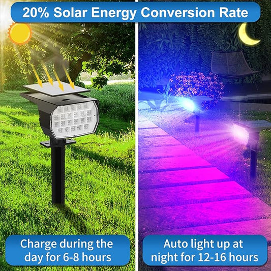 Tadyreal Solar Color Changing Spot Lights Outdoor Waterproof Colored RGB Solar Powered Landscape Lights for Yard 7 Lighting Modes Multicolor Solar Spotlights for Pathway Garden Outside (10 Pack)
