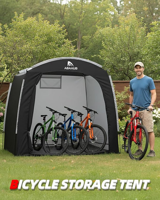 Abahub Portable Bike Storage Shed Tent, 86.7" × 59" × 67", Outdoor Silver-Coated Bicycle Shelter, PU4000 Waterproof 210D Oxford Fabric
