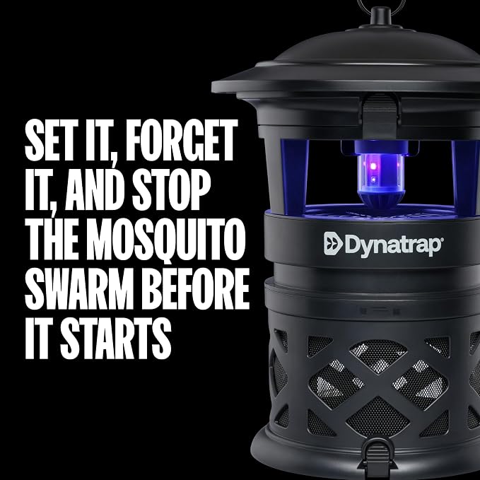 Dynatrap DT1130SR 1/2 Acre Mosquito & Flying Insect Outdoor Trap and Killer – Kills Mosquitoes, Flies, Wasps, Gnats, & Other Flying Insects - Bug Zapper Alternative – Black