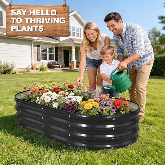 Galvanized Raised Garden Bed- Planter Garden Boxes Outdoor, Raised Beds for Gardening, 4x2x1ft Metal Garden Bed Kit for Vegetables Flower, Planter Raised Bed with Protective Tape & Tools.Gray-4pack