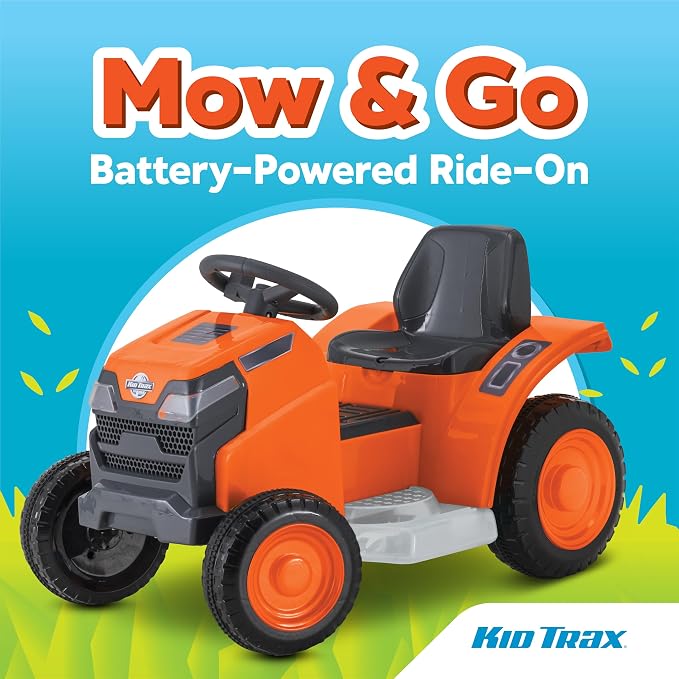 Kid Trax 6V Mow and Go Ride On Lawn Mower - Electric Cars for Kids, Toddler Outdoor Toys, Toddler Car, Kids Ride On Toys, Easy Drive, Durable, Ages 18-30 Months, Max Weight 44 lbs. 1.5 MPH