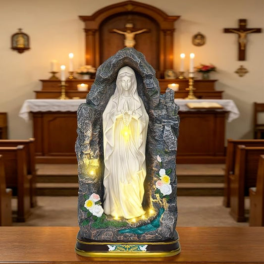 18" Catholic Virgin Mary Statue - Praying Blessed Mother Mary Statue for Altar Devout Home Yard Patio Lawn Hallway Decor,Outdoor Catholic Resin Sculpture Decoration, Religious Gifts to Mom