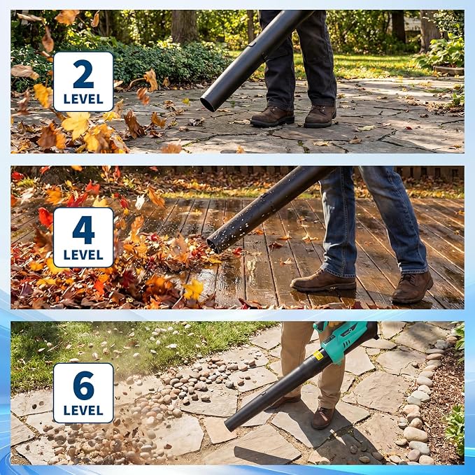 GarveeTech Cordless Leaf Blower - 550CFM & 150MPH, Electric Leaf Blower 2 * 2.0Ah Battery, 20V Blowers Cordless, Lightweight Battery Blowers for Lawn, Patio, Yard, Garden, Outdoor